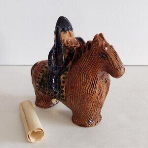Vtg Keramik Allebergs Ryttare By Asa Gustavsson Pottery Figurine Scandinavian